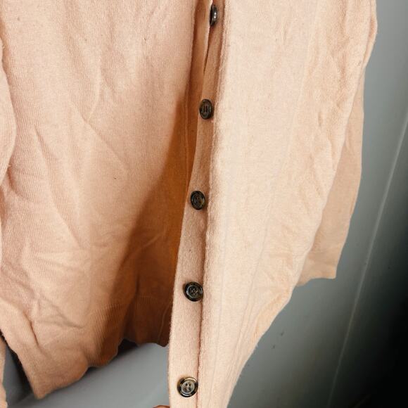 J. Crew Women’s Large Peach Cashmere Wool Blend V Neck Cardigan Sweater - Picture 4 of 6